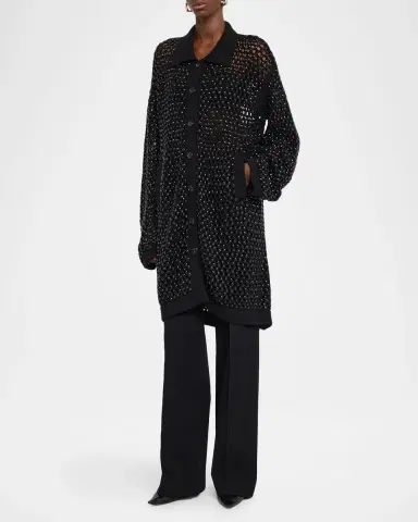Diotima Embellished Open Knit Cardigan Coat | Thumbnail 3 Diotima Embellished Open Knit Cardigan Coat | Thumbnail 3
