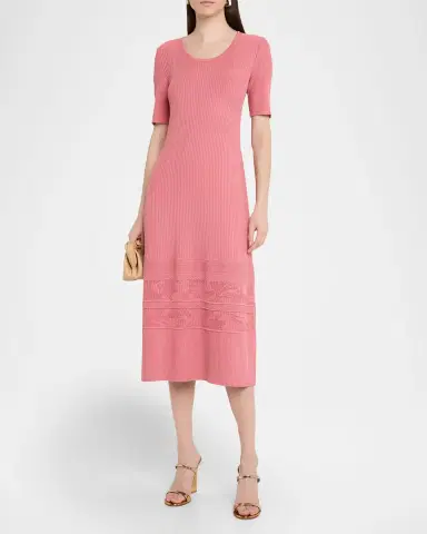 Misook A-Line Ribbed Soft Knit Midi Dress | Thumbnail 2 Misook A-Line Ribbed Soft Knit Midi Dress | Thumbnail 2