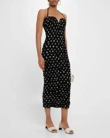 Nanushka Haylen Seersucker Chiffon Halter Midi Dress | Thumbnail 2 Nanushka Haylen Seersucker Chiffon Halter Midi Dress | Thumbnail 2