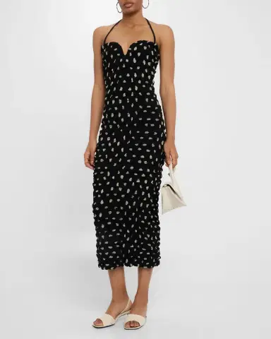 Nanushka Haylen Seersucker Chiffon Halter Midi Dress | Thumbnail 4 Nanushka Haylen Seersucker Chiffon Halter Midi Dress | Thumbnail 4