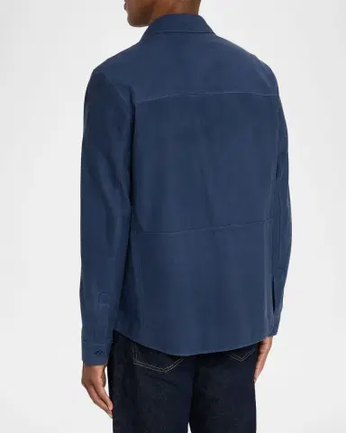 Stefano Ricci Men's Nubuck Leather Button-Front Shirt | Thumbnail 2 Stefano Ricci Men's Nubuck Leather Button-Front Shirt | Thumbnail 2