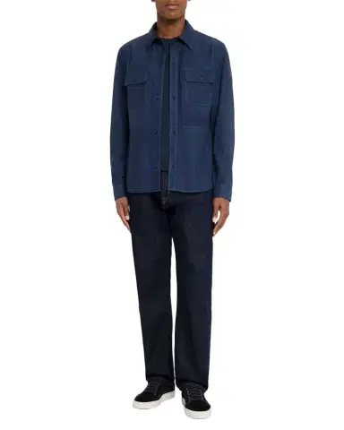 Stefano Ricci Men's Nubuck Leather Button-Front Shirt | Thumbnail 1 Stefano Ricci Men's Nubuck Leather Button-Front Shirt | Thumbnail 1