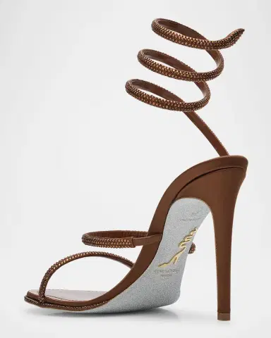 René Caovilla Cleo Crystal Satin Snake-Wrap Sandals | Thumbnail 3 René Caovilla Cleo Crystal Satin Snake-Wrap Sandals | Thumbnail 3