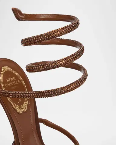 René Caovilla Cleo Crystal Satin Snake-Wrap Sandals | Thumbnail 5 René Caovilla Cleo Crystal Satin Snake-Wrap Sandals | Thumbnail 5