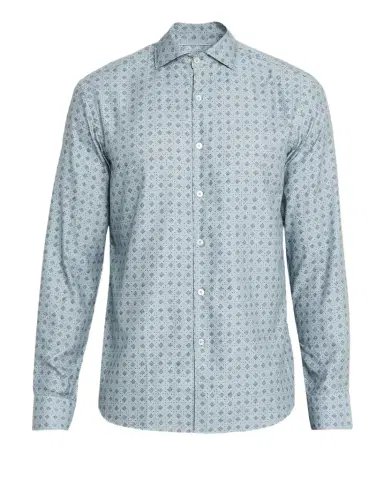 Canali Men 's Cotton and Lyocell Geometric-Print Sport Shirt | Thumbnail 1 Canali Men 's Cotton and Lyocell Geometric-Print Sport Shirt | Thumbnail 1