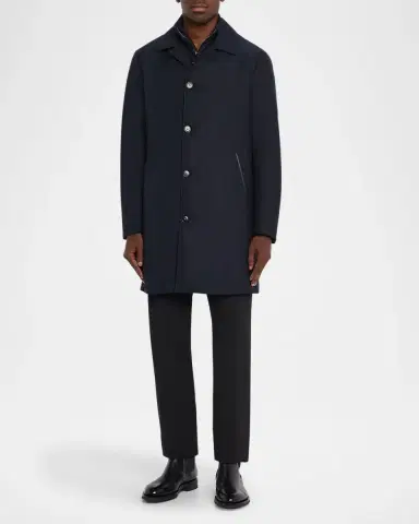 Canali Men 's Single-Breasted Technical Raincoat | Thumbnail 2 Canali Men 's Single-Breasted Technical Raincoat | Thumbnail 2