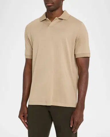Canali Men 's Cotton Johnny Collar Polo Shirt | Thumbnail 4 Canali Men 's Cotton Johnny Collar Polo Shirt | Thumbnail 4