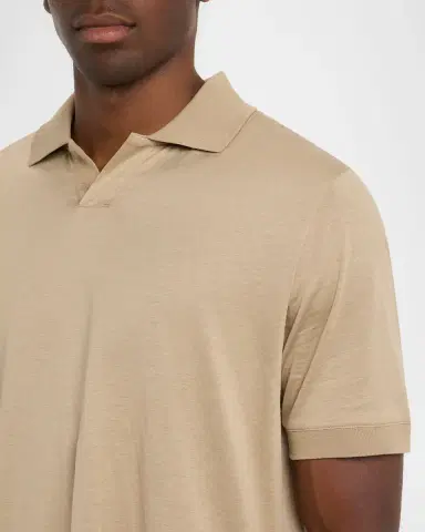 Canali Men 's Cotton Johnny Collar Polo Shirt | Thumbnail 5 Canali Men 's Cotton Johnny Collar Polo Shirt | Thumbnail 5
