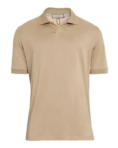 Canali Men 's Cotton Johnny Collar Polo Shirt | Thumbnail 1 Canali Men 's Cotton Johnny Collar Polo Shirt | Thumbnail 1