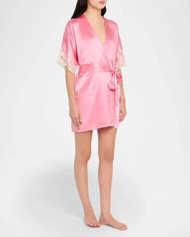 Christine Lingerie Gazebo Lace-Cuff Short Silk Robe | Thumbnail 4 Christine Lingerie Gazebo Lace-Cuff Short Silk Robe | Thumbnail 4