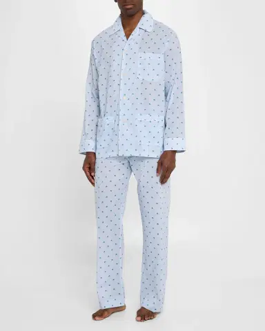 Derek Rose Men's Ledbury Striped Elephant-Print Pajama Set | Thumbnail 2 Derek Rose Men's Ledbury Striped Elephant-Print Pajama Set | Thumbnail 2