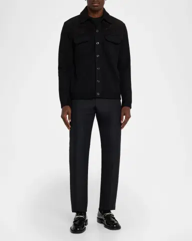 Stefano Ricci Men's Crocodile-Trim Knit Blouson | Thumbnail 2 Stefano Ricci Men's Crocodile-Trim Knit Blouson | Thumbnail 2