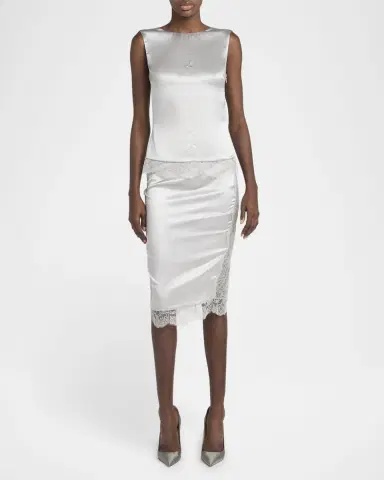TOM FORD Satin and Lace Sleeveless Top | Thumbnail 2 TOM FORD Satin and Lace Sleeveless Top | Thumbnail 2