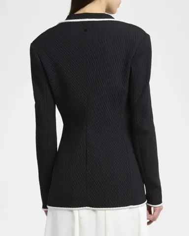 Giorgio Armani Silk Pointelle Knit Single-Breasted Jacket | Thumbnail 2 Giorgio Armani Silk Pointelle Knit Single-Breasted Jacket | Thumbnail 2
