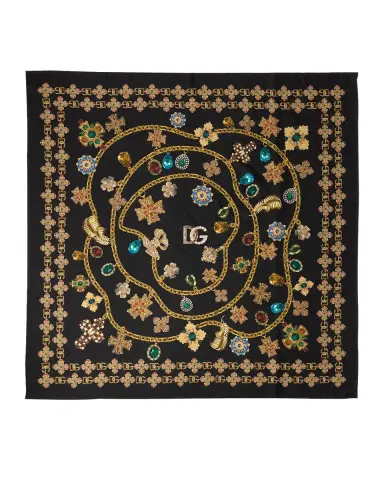 Dolce & Gabbana Floral Crystal Foulard Silk Scarf | Thumbnail 2 Dolce & Gabbana Floral Crystal Foulard Silk Scarf | Thumbnail 2