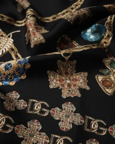 Dolce & Gabbana Floral Crystal Foulard Silk Scarf | Thumbnail 1 Dolce & Gabbana Floral Crystal Foulard Silk Scarf | Thumbnail 1