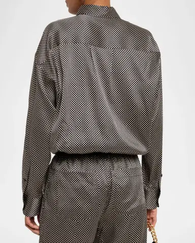 TOM FORD Polka Dot Stretch Satin Button-Down Shirt | Thumbnail 3 TOM FORD Polka Dot Stretch Satin Button-Down Shirt | Thumbnail 3