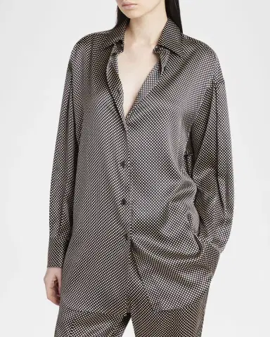 TOM FORD Polka Dot Stretch Satin Button-Down Shirt | Thumbnail 4 TOM FORD Polka Dot Stretch Satin Button-Down Shirt | Thumbnail 4