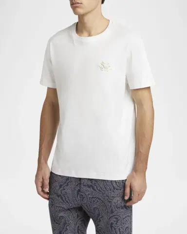 Etro Men's Chest Logo Graphic Crewneck T-Shirt | Thumbnail 4 Etro Men's Chest Logo Graphic Crewneck T-Shirt | Thumbnail 4