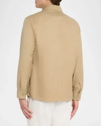 Canali Men 's Linen and Silk Button-Front Overshirt | Thumbnail 2 Canali Men 's Linen and Silk Button-Front Overshirt | Thumbnail 2