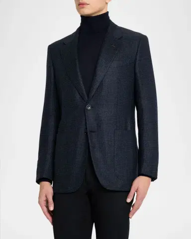 Zegna Men's Oasi Cashmere Tonal Plaid Sport Coat | Thumbnail 4 Zegna Men's Oasi Cashmere Tonal Plaid Sport Coat | Thumbnail 4