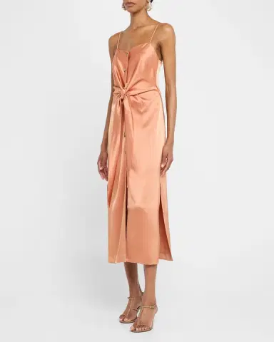 Nanushka Sayan Draped Satin Midi Dress | Thumbnail 2 Nanushka Sayan Draped Satin Midi Dress | Thumbnail 2