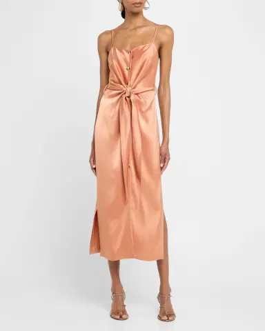 Nanushka Sayan Draped Satin Midi Dress | Thumbnail 4 Nanushka Sayan Draped Satin Midi Dress | Thumbnail 4