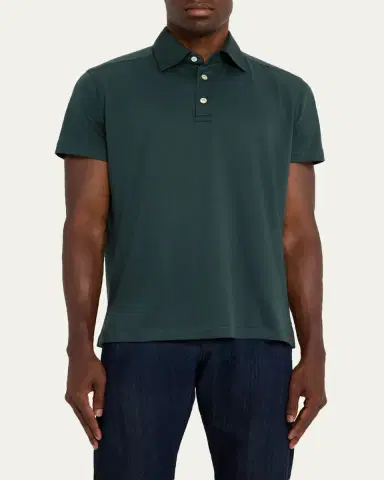 Kiton Men's Cotton Classic-Fit Polo Shirt | Thumbnail 8 Kiton Men's Cotton Classic-Fit Polo Shirt | Thumbnail 8