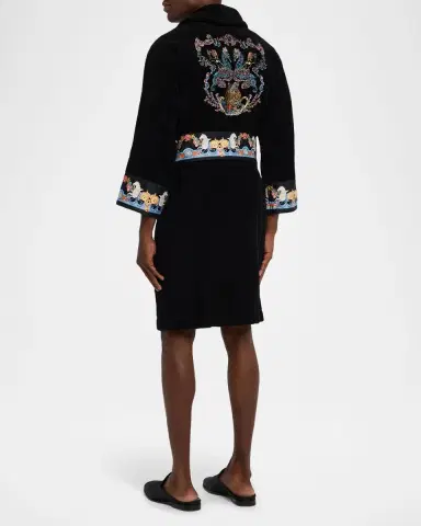 Versace Men's Coral-Trim Cotton Terry Robe | Thumbnail 3 Versace Men's Coral-Trim Cotton Terry Robe | Thumbnail 3
