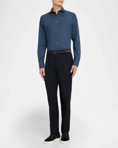Canali Men 's Neat Geometric Cotton and Lyocell Sport Shirt | Thumbnail 2 Canali Men 's Neat Geometric Cotton and Lyocell Sport Shirt | Thumbnail 2