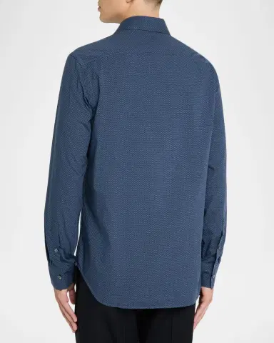 Canali Men 's Neat Geometric Cotton and Lyocell Sport Shirt | Thumbnail 3 Canali Men 's Neat Geometric Cotton and Lyocell Sport Shirt | Thumbnail 3