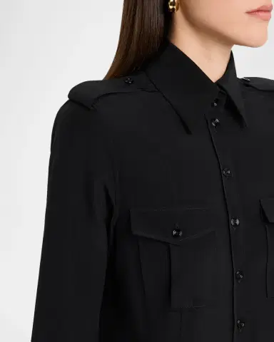 TOM FORD Silk Crepe De Chine Military Shirt | Thumbnail 4 TOM FORD Silk Crepe De Chine Military Shirt | Thumbnail 4