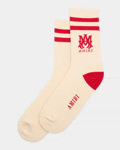 AMIRI Men's MA Double-Stripe Ribbed Crew Socks | Thumbnail 2 AMIRI Men's MA Double-Stripe Ribbed Crew Socks | Thumbnail 2