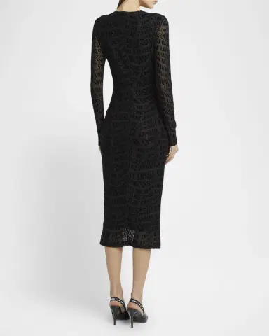 Versace Jeans Couture Mesh Logo Bodycon Midi Dress | Thumbnail 3 Versace Jeans Couture Mesh Logo Bodycon Midi Dress | Thumbnail 3