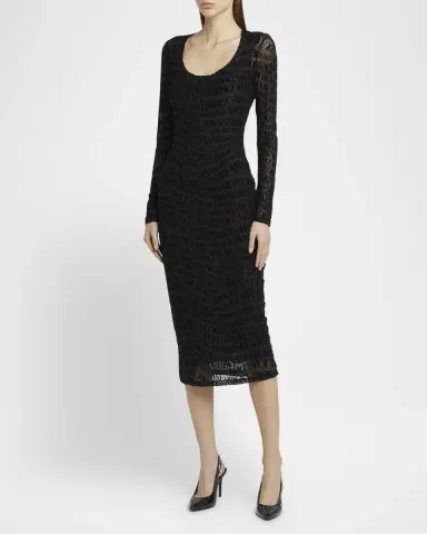 Versace Jeans Couture Mesh Logo Bodycon Midi Dress | Thumbnail 4 Versace Jeans Couture Mesh Logo Bodycon Midi Dress | Thumbnail 4
