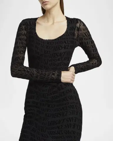 Versace Jeans Couture Mesh Logo Bodycon Midi Dress | Thumbnail 5 Versace Jeans Couture Mesh Logo Bodycon Midi Dress | Thumbnail 5