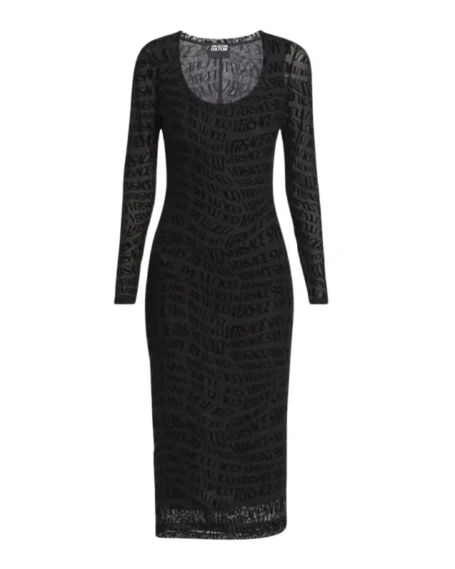 Mesh Logo Bodycon Midi Dress Mesh Logo Bodycon Midi Dress