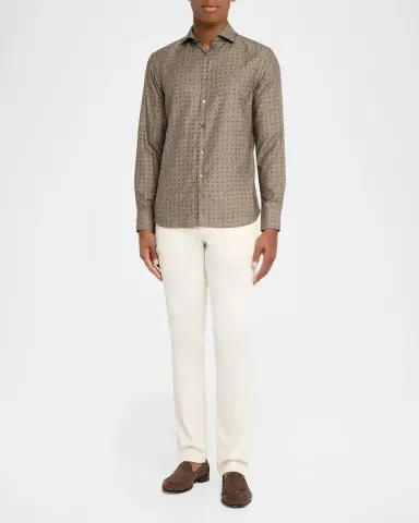Canali Men 's Cotton and Lyocell Geometric-Print Sport Shirt | Thumbnail 2 Canali Men 's Cotton and Lyocell Geometric-Print Sport Shirt | Thumbnail 2