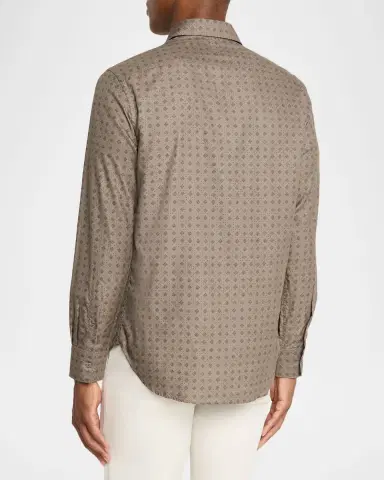Canali Men 's Cotton and Lyocell Geometric-Print Sport Shirt | Thumbnail 3 Canali Men 's Cotton and Lyocell Geometric-Print Sport Shirt | Thumbnail 3