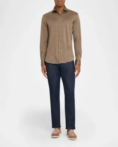 Canali Men 's Cotton and Lyocell Jersey Sport Shirt | Thumbnail 2 Canali Men 's Cotton and Lyocell Jersey Sport Shirt | Thumbnail 2