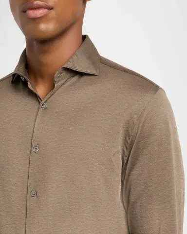 Canali Men 's Cotton and Lyocell Jersey Sport Shirt | Thumbnail 5 Canali Men 's Cotton and Lyocell Jersey Sport Shirt | Thumbnail 5