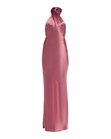 Retrofête Wrenley Satin Crisscross Halter Gown | Thumbnail 1 Retrofête Wrenley Satin Crisscross Halter Gown | Thumbnail 1