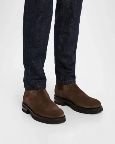 Ferragamo Men's Asphalt Suede Chelsea Boots | Thumbnail 2 Ferragamo Men's Asphalt Suede Chelsea Boots | Thumbnail 2