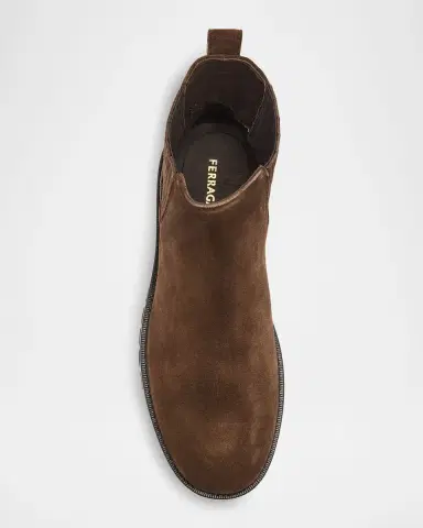 Ferragamo Men's Asphalt Suede Chelsea Boots | Thumbnail 6 Ferragamo Men's Asphalt Suede Chelsea Boots | Thumbnail 6