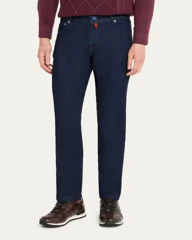 Kiton Men's Dark Wash Straight-Fit Jeans | Thumbnail 8 Kiton Men's Dark Wash Straight-Fit Jeans | Thumbnail 8