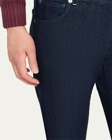 Kiton Men's Dark Wash Straight-Fit Jeans | Thumbnail 9 Kiton Men's Dark Wash Straight-Fit Jeans | Thumbnail 9
