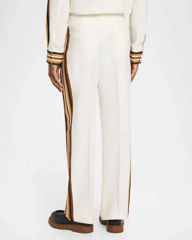 Bottega Veneta Men's Viscose Stripe Flat-Front Trousers | Thumbnail 3 Bottega Veneta Men's Viscose Stripe Flat-Front Trousers | Thumbnail 3