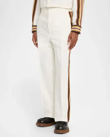 Bottega Veneta Men's Viscose Stripe Flat-Front Trousers | Thumbnail 4 Bottega Veneta Men's Viscose Stripe Flat-Front Trousers | Thumbnail 4
