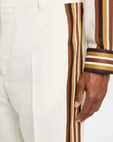 Bottega Veneta Men's Viscose Stripe Flat-Front Trousers | Thumbnail 5 Bottega Veneta Men's Viscose Stripe Flat-Front Trousers | Thumbnail 5