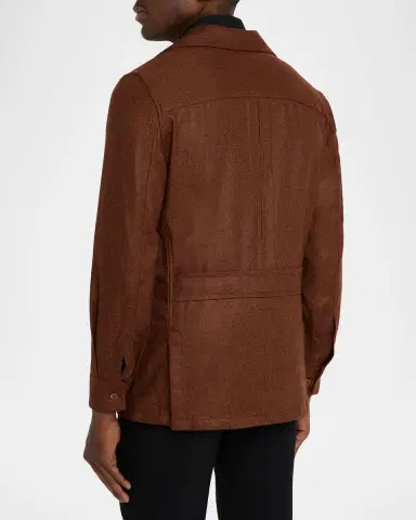 Stefano Ricci Men's Wool and Silk Flap-Pocket Chore Jacket | Thumbnail 2 Stefano Ricci Men's Wool and Silk Flap-Pocket Chore Jacket | Thumbnail 2